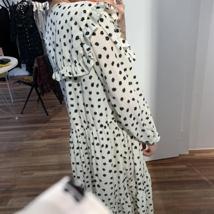 Женское плиссированное платье макси в горошек повседневные свободные платья до