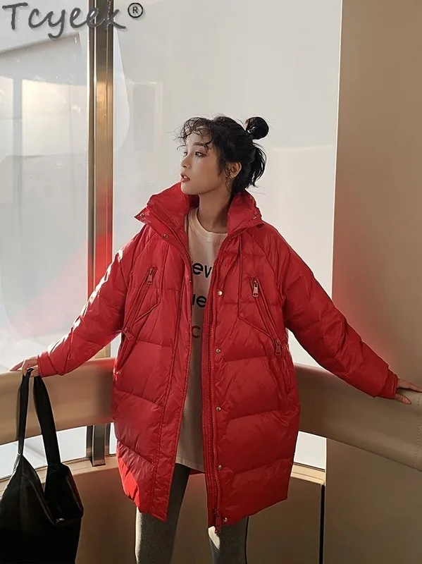 Женское зимнее пальто пуховик куртка на утином пуху женское теплое длинное