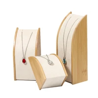 bamboo beige velvet jewelry display rack storage rack necklace pendant display organizer jewelry counter display stand