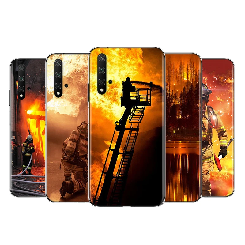 

fire fighting hero Silicone Cover For Honor 9 10 X10 9A 9C 9S 9N 10i 10X 9X Lite Pro 5G Transparent Phone Case