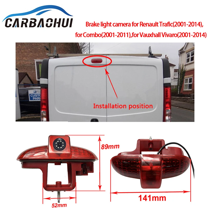 

Автомобильная парковочная камера заднего вида с высоким стоп-сигналом для Renault Trafic, Vauxhall Vivaro 2001-2014, Combo 2001-2011 CCD IP68
