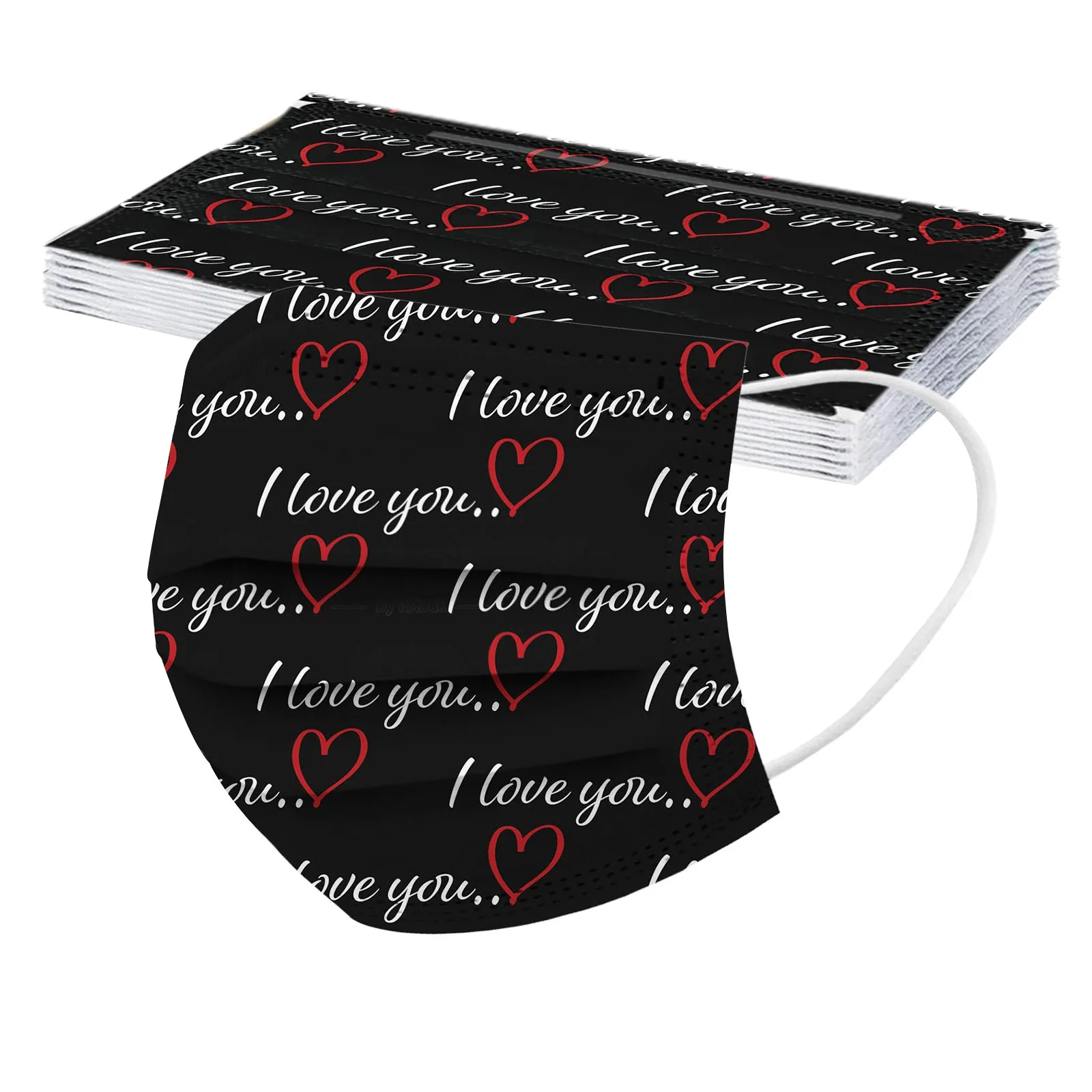 10/50PC Adult Disposable Face Masks Love heart print Protection masque For Men And Women маска для лица от вируса |