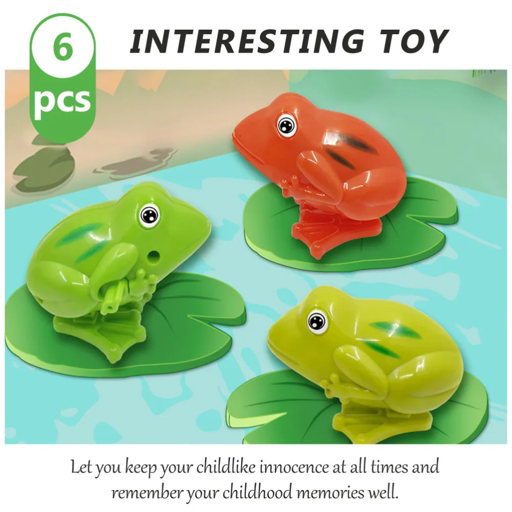 

6Pcs Fogs Shape Clockwork Toys Wind-up Fogs Toys Kid Playthings (Random Color)