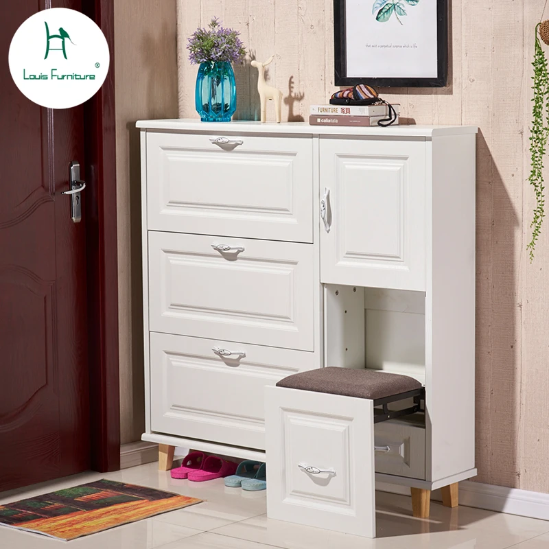 

Louis Fashion Simple Modern Foyer Cabinet, Space Saving, Large Capacity Household Foyer Cabinet with Shoe Stool