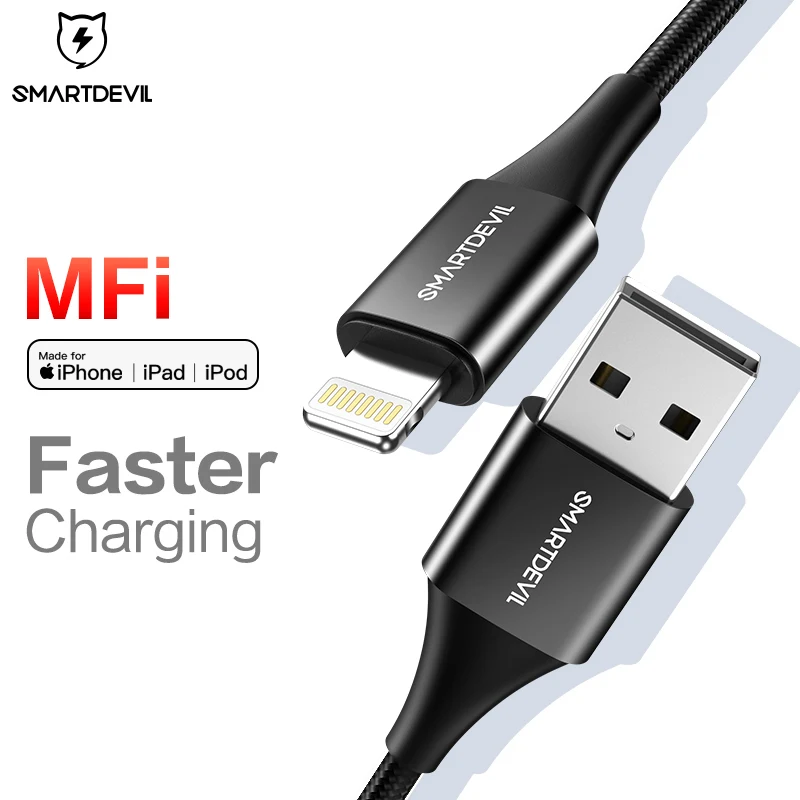 USB кабель SmartDevil MFi для iPhone SE Xs Max 7 Plus 8 быстрая зарядка Lightning передачи данных и