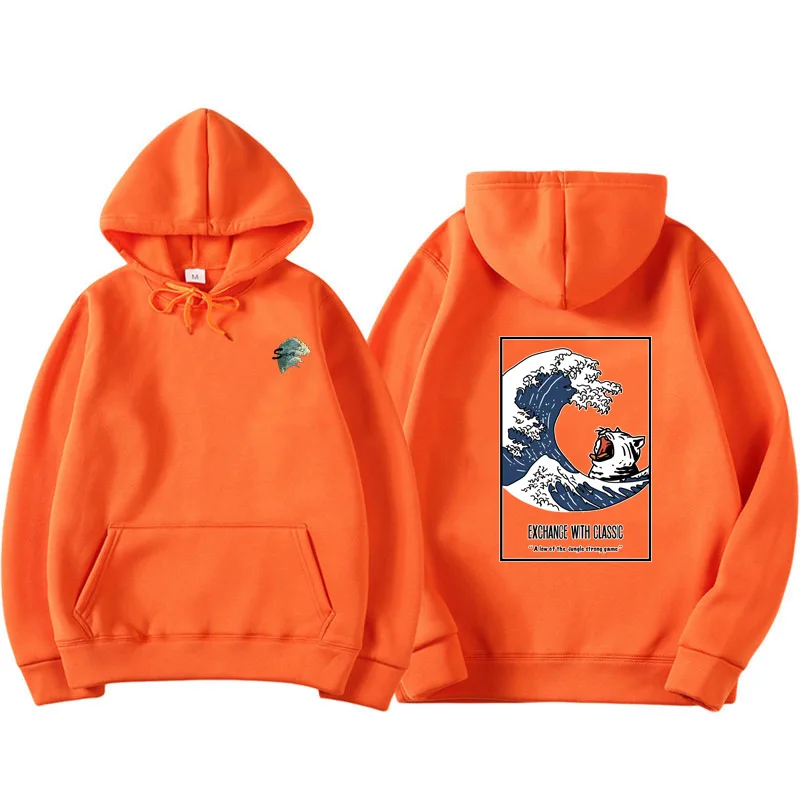 Японский принт забавный кот волнистый флисовая толстовка зима 2019 японский стиль