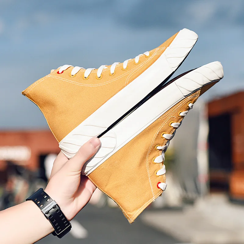 Высокие парусиновые туфли мужские кроссовки крутые повседневные