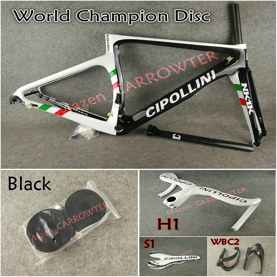 Package 2 Cipollini чемпион мира 3K NK1K диск карбоновый дорожный каркас Cipollini карбоновый руль седло бутылки воды Клетки 50 мм диск колесная - Цвет: Package 2