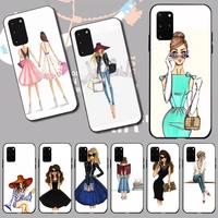 penghuwan beautiful love dress shopping girl painted bling phone case for samsung s20 plus ultra s6 s7 edge s8 s9 plus s10 5g