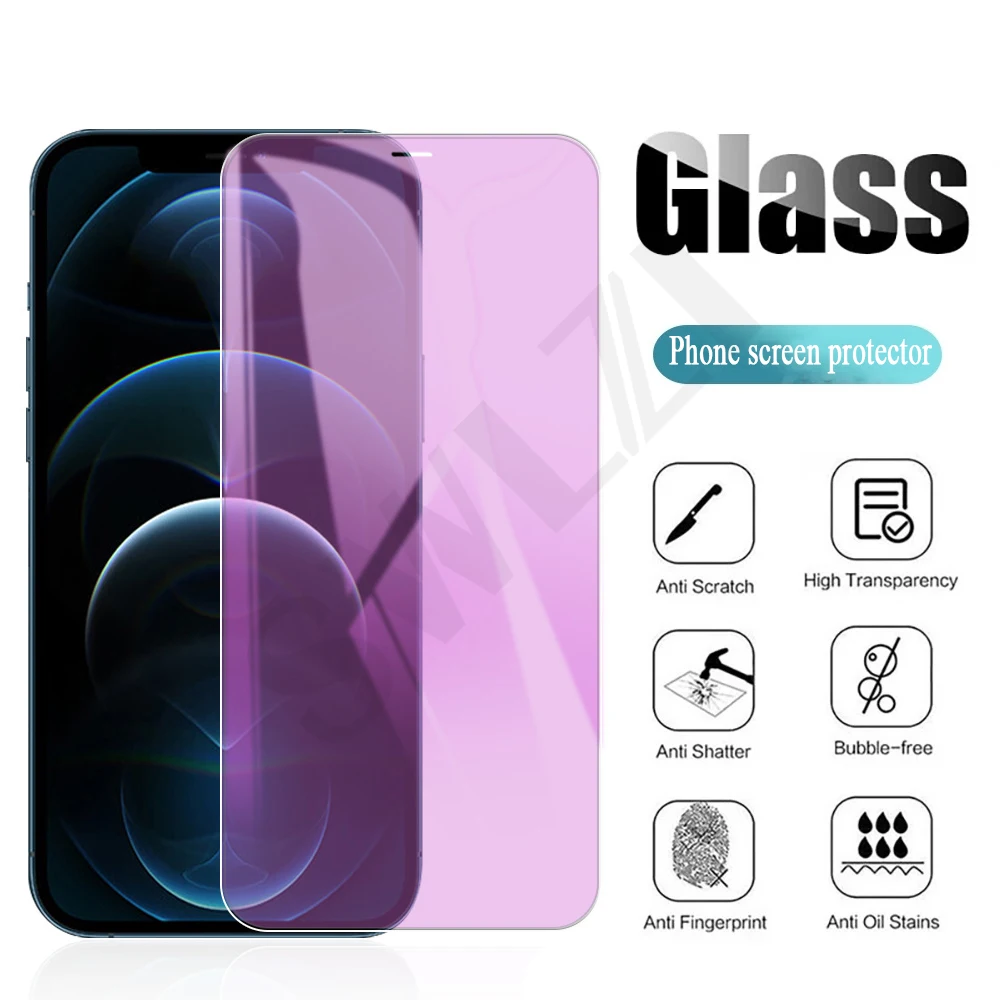 

HD Anti Blue Light for iphone 7 8 Plus 11 12 Mini Pro XS Max X XR SE 6 6s Tempered Glass protective Phone Screen Protector Film