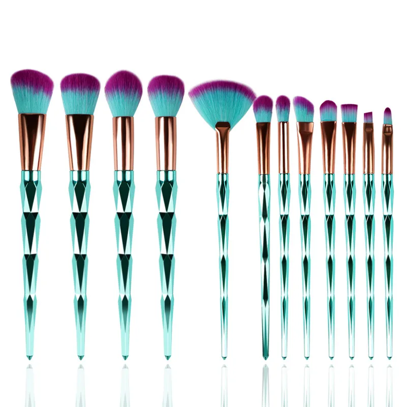 

12Pcs Diamond Makeup Brushes Set Powder Foundation Blush Blending Eye shadow Lip Cosmetic Beauty Make Up Brush Pincel Maquiagem