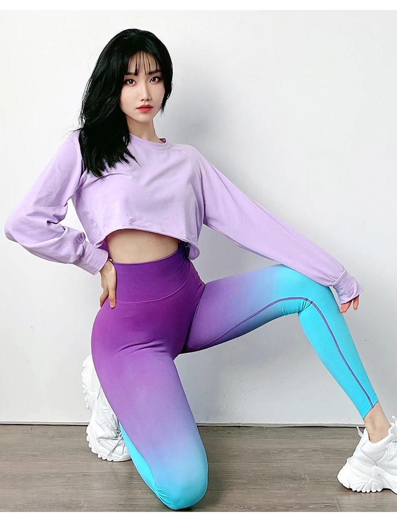 Спортивные Леггинсы с градиентом сексуальные женские бесшовные пуш-ап высокой