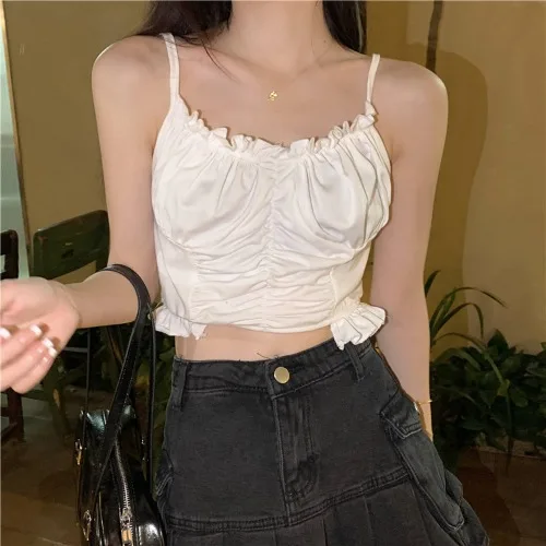 

Design Sense Niche Strap Halterneck T-shirt Women's Summer off-Shoulder Pure Desire Style Sweet Short Tight Short Sleeve Top