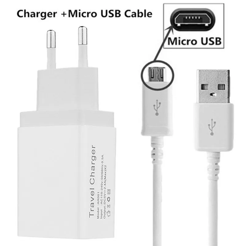 2 USB настенное зарядное устройство для Xiaomi mi 8 Lite mi A2 A1 9t Red mi 6 Pro 5 Plus 7 6A 7A Note 5 6 Pro 7 USB кабель для передачи данных Pocophone F1 - Тип штекера: this one