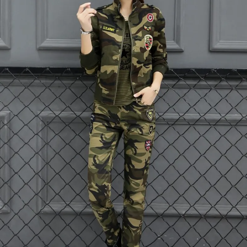 Женский военный комплект из 3 предметов облегающий Камуфляжный тренировочный