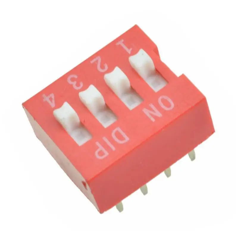 

1pcs High Quality DIP 4-Position Switch Foot Pitch 2.54mm Red Color Snap Switch Dial