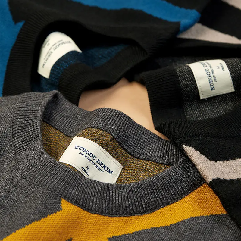 

Men's t-shirt men's winter personality jacquard sweater trend warm sweater