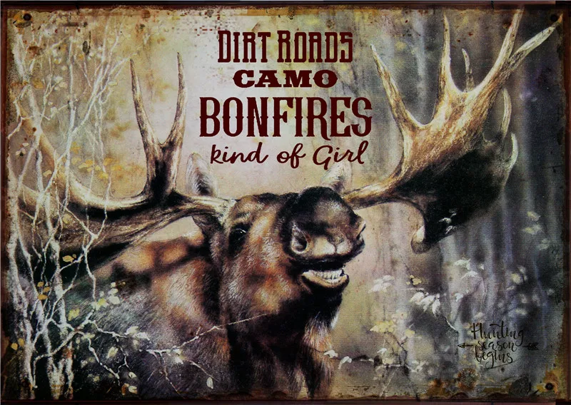 

Deer Garden Decoration Outdoor Vintage Metal Plate Posters on the Wall Stickers Tin Sign Forest Animal Retro Decor Movie Poster
