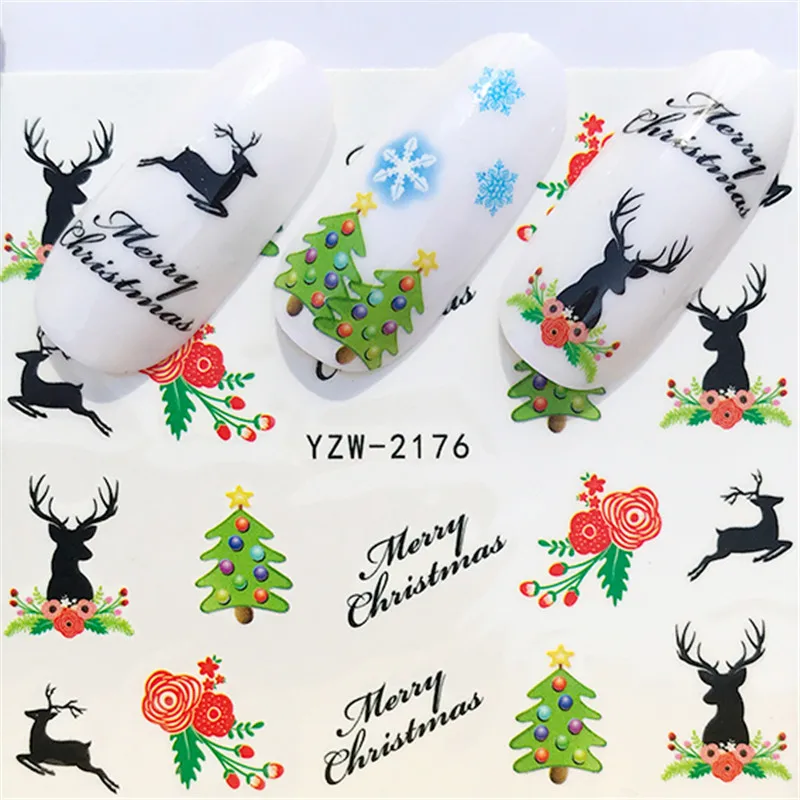 

1 Sheet 2021 NEW Christmas Pattern for Nail Art Decorations Water Sticker Sets Santa Claus Manicure Slider Nail Decals Polish