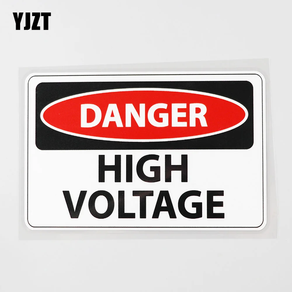 

YJZT 14.7CM×9.3CM Danger High Voltage Slogan Warning Decal PVC Car Sticker12C-0259