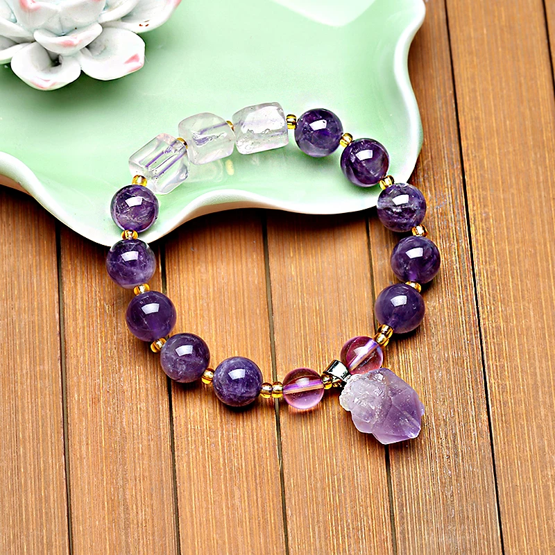 Женский браслет jinzeyi с натуральным фиолетовым кристаллом классические браслеты