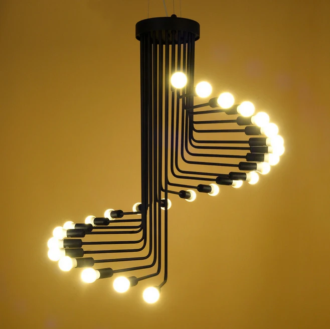 Preço Sótão Do Vintage Moderno Pingente De Luz Ferro Espiral Lâmpada Escada Gota Luminária Pendurado Luz Antigo Americano Pingente Lâmpada