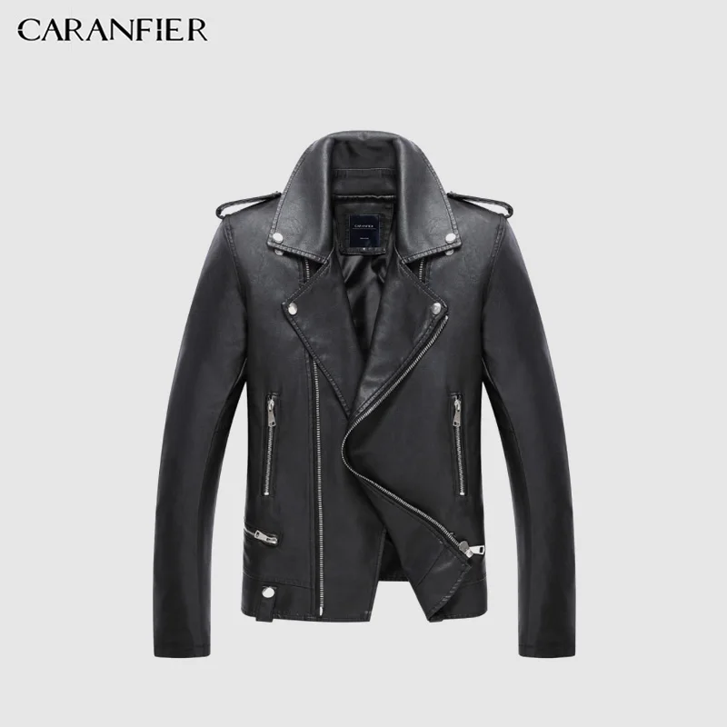 CARANFIER Новое поступление Мужские Кожаные Замшевые Куртки мужские мотоциклетные