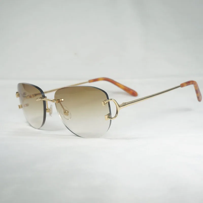 

Vintage Rimless C Wire Sunglasses Men Oval Eyewear Accessories Women For Summer Metal Frame Oculos De Sol Las Gafas