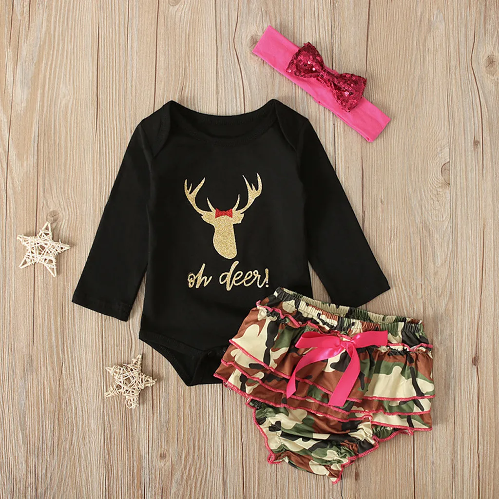 Зимний комбинезон с длинными рукавами и изображением рождественского оленя для