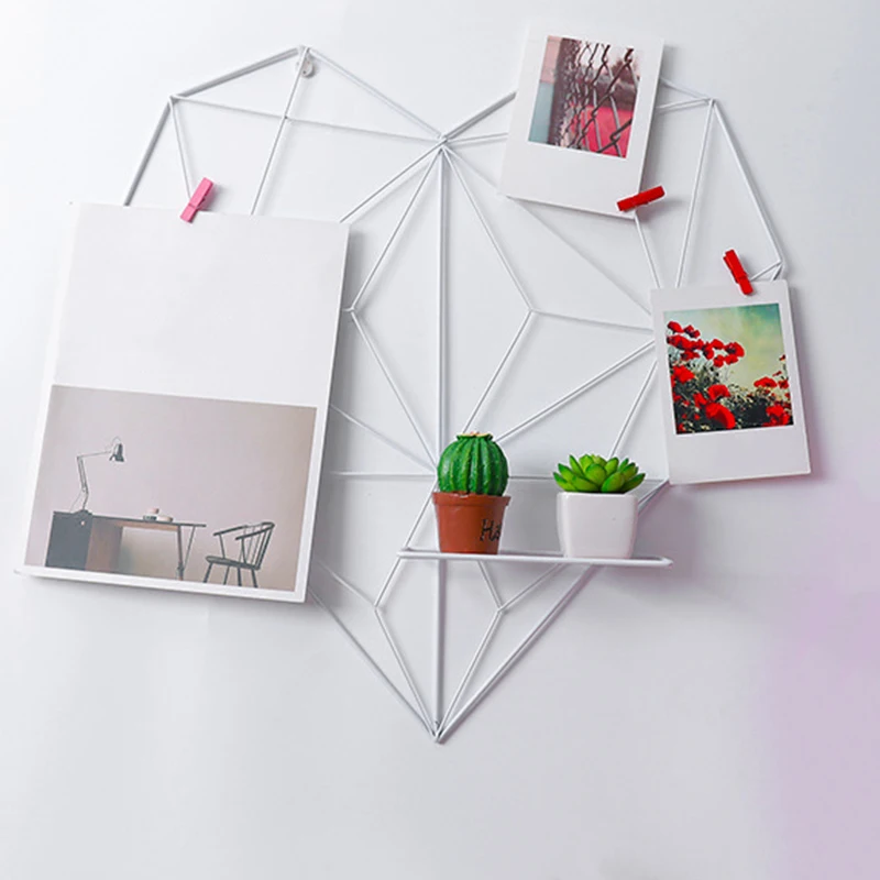 Настенная полка в форме сердца подвесное украшение металлическая сетка