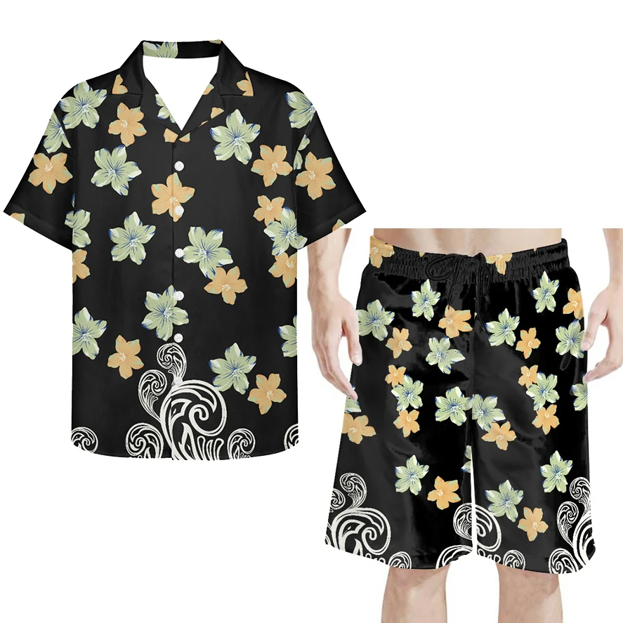 HYCOOL 4xl размера плюс Летний мужской комплект с принтом Мужская Гавайская