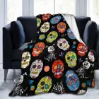 Флисовое одеяло s-Мексики с изображением сахарного черепа, всесезонное плюшевое покрывало, удобное и мягкое покрывало для кровати, для взрослых