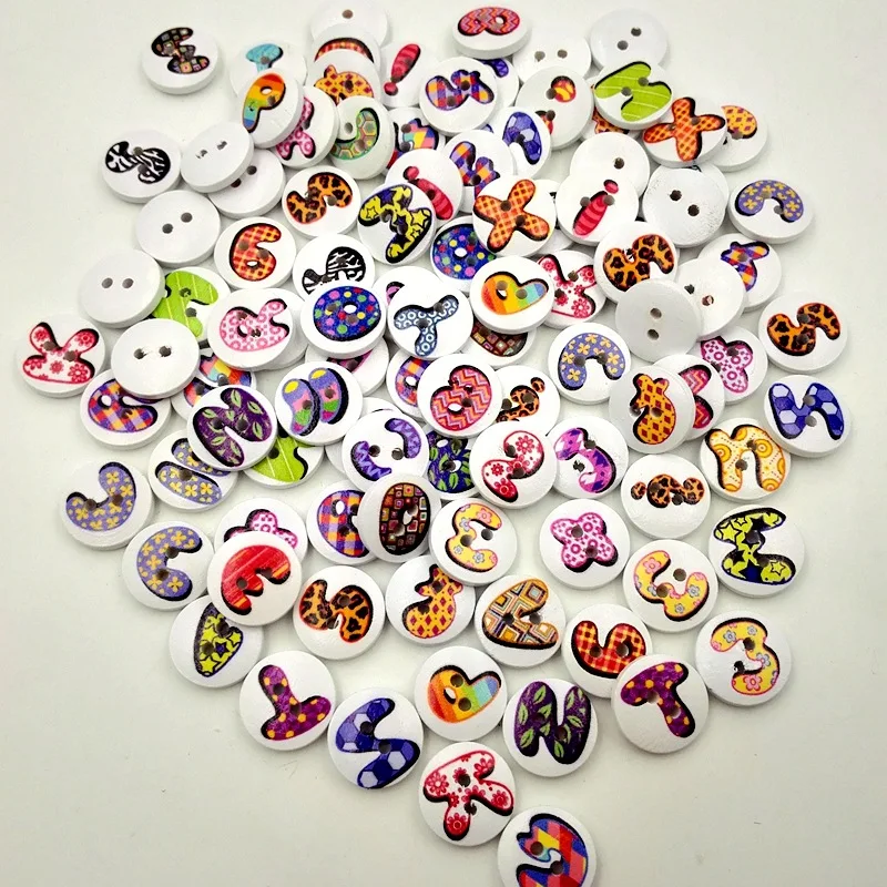 100 планшетов/Упаковка 15 мм буквенно цифровые символы Смешанные Детские рубашки