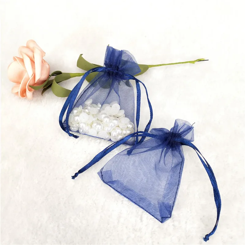 navy blue 50 шт. сумки из органзы, подарочные сумки, упаковка для ювелирных изделий, свадебные украшения, вечерние пакеты для упаковки 7x9 9x12 10x15 13x18cm 5 - Цвет: navy blue