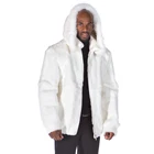 Шуба мужская из кроличьего меха, на молнии, со съемным капюшоном, для зимы, размера плюс