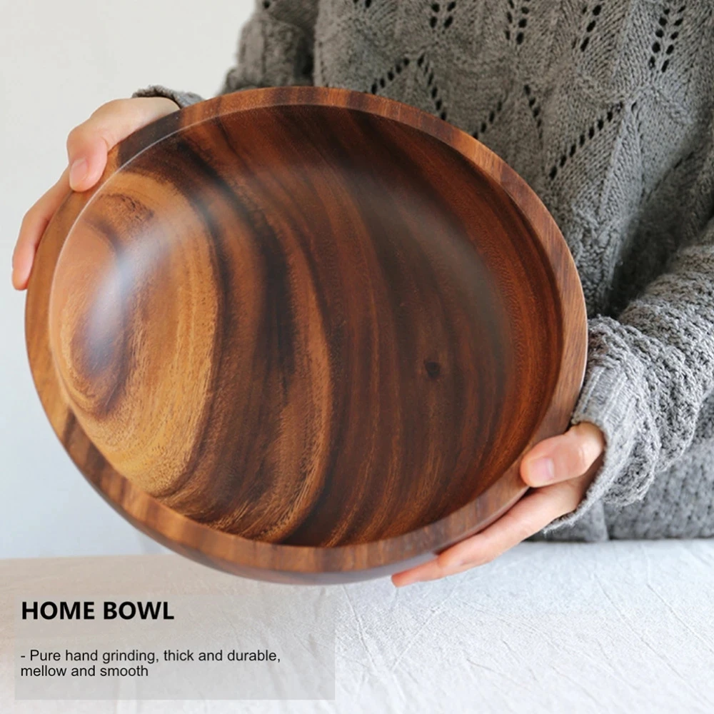 

Japanese Acacia Wooden Salad Bowl Fruit Decoration Practical Bowl Household Kitchen Wooden Bowl Tableware Restaurant Kitchen