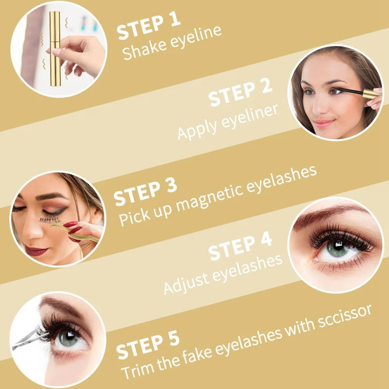 

Magnetic Eyelashes with Eyeliner Natural 3D False Eyelashes Liquid Eyeliner Tweezer Scissors Set Waterproof Eyeliner