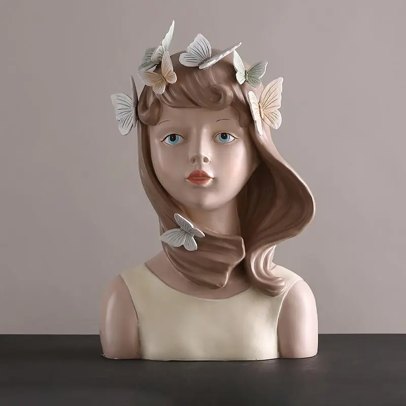 

Creative Design Lovely Butterfly Girl Sculpture For Home Decoration Handmade Resin Figurines Crafts Miniature Model Ornaments