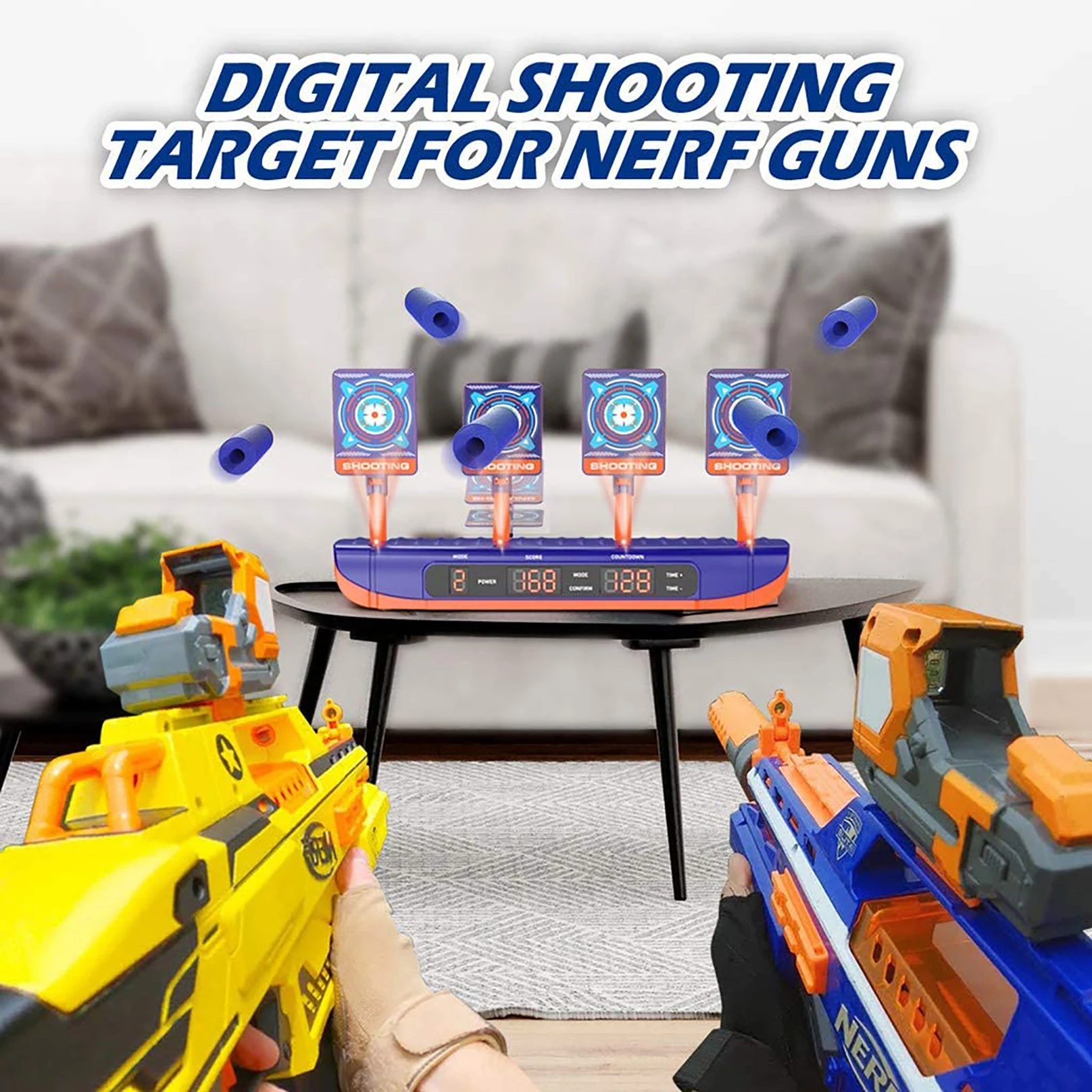 Objetivo de disparo para pistolas Nerf, 4 modos de puntuaci&oacute;n Digital, reinicio autom&aacute;tico, juego de disparos para ni&ntilde;os de 2 a 4 a&ntilde;os-4