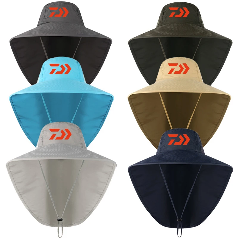 

2020 Daiwa Men's Fishing Hat Summer Sun Hat UV Protection Outdoors Sun Hat Multipurpose for Climbing Fishing Shawl Hat