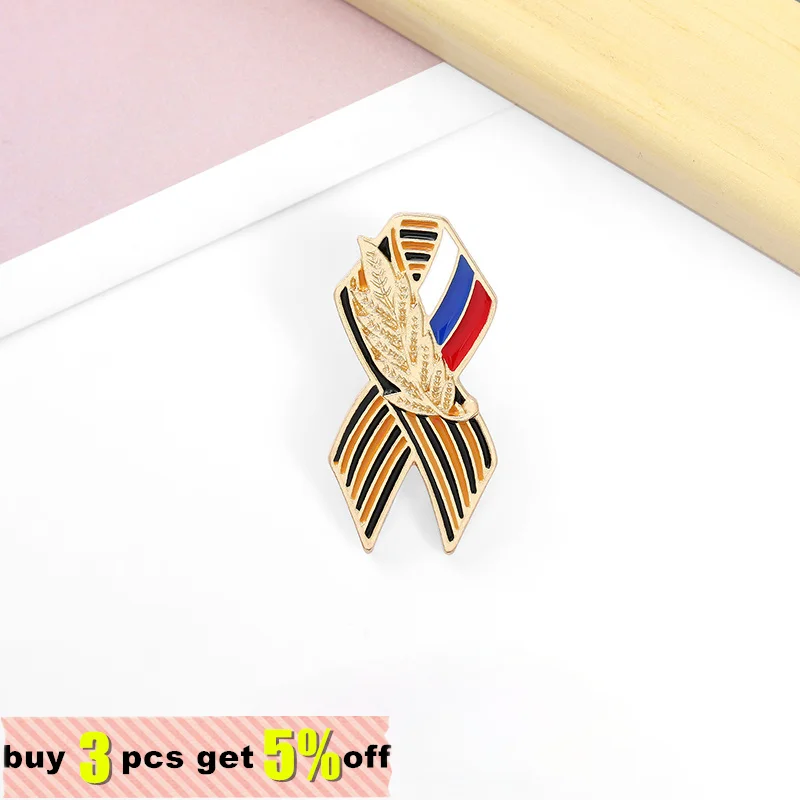 St. George Ribbon Sign Custom Badge with Russian Flag St.George Victory Day Lapel Pin Festive Brooches History Memory Symbol | Украшения и