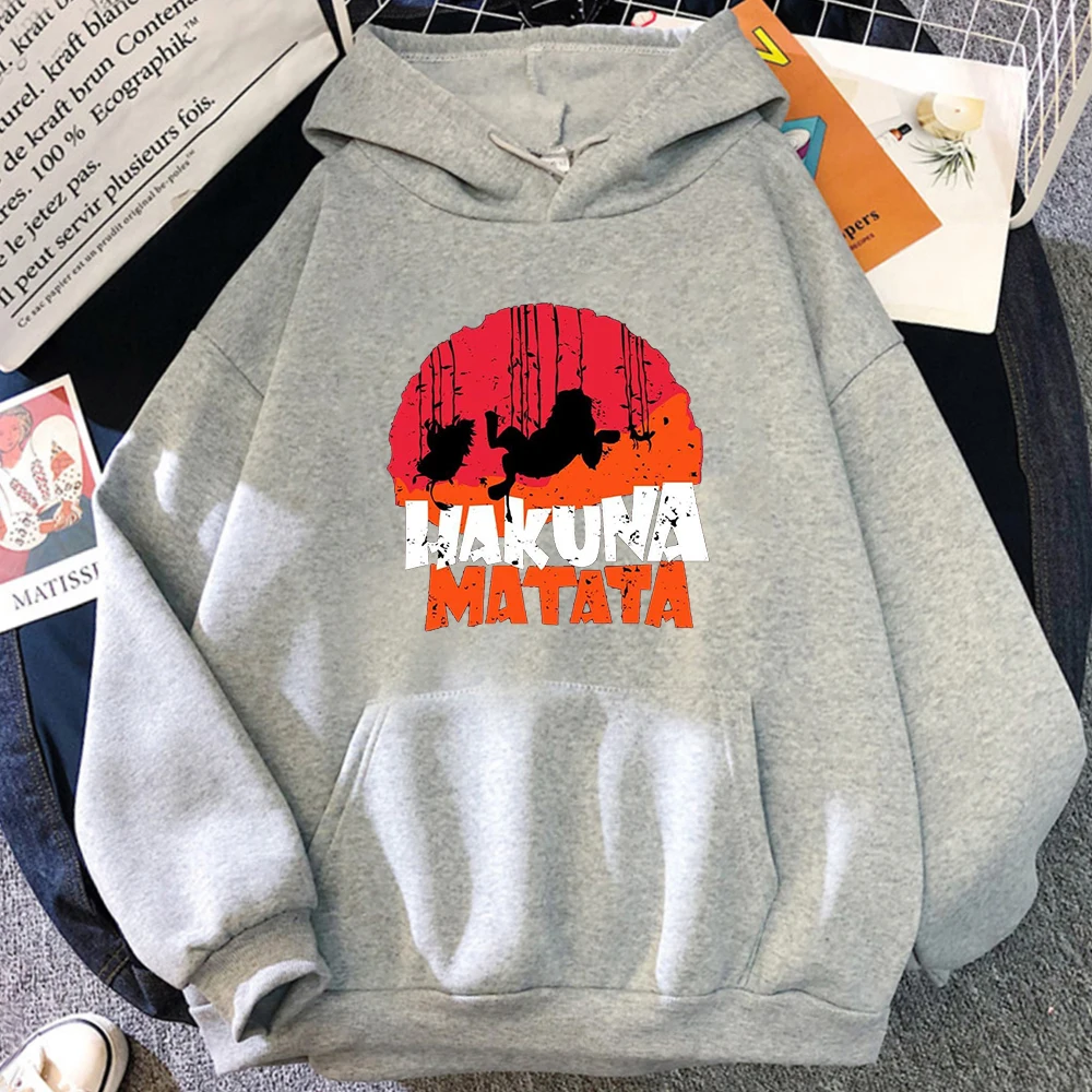 

HAKUNA MATATA Disney Hoodies Mens The Lion King Cartoon Hooded Anime Fashion Cute Sweatshirt 2021 Warm Loose Casual Male Hoodie