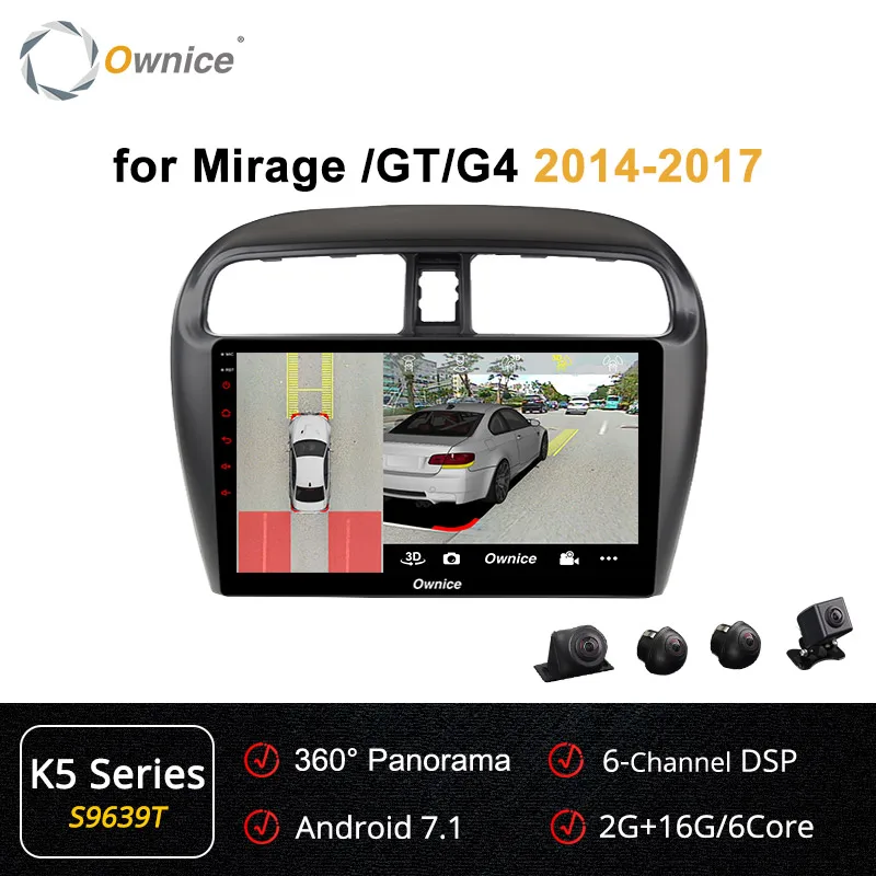 S9639 K5 Ownice " 8 ядерный Android 9,0 автомобильный радиоприемник k3 k5 k6 для Mitsubishi Mirage GT G4 gps Navi 4G LTE DSP 360 панорама оптическая - Цвет: S9639 K5