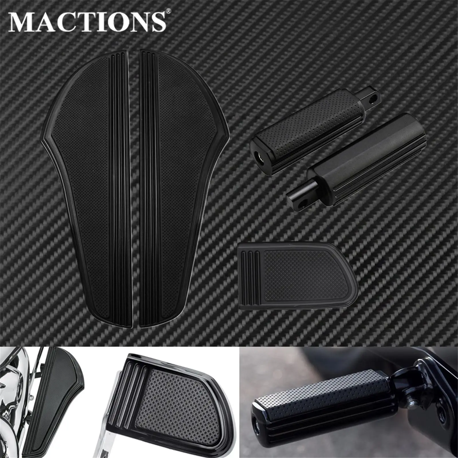 

Motorcycle Black Driver Front Floorboards Passenger Footpegs Brake Pedal Pad Cover For Harley Touring Electra Glide FLHT Dyna