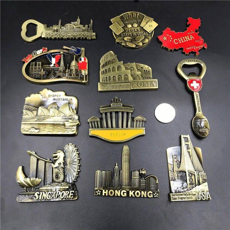 

USA Germany Switzerland Singapore Australia Italy France refrigerator stick metal magnetic 3d fridge magnets Tourist souvenirs