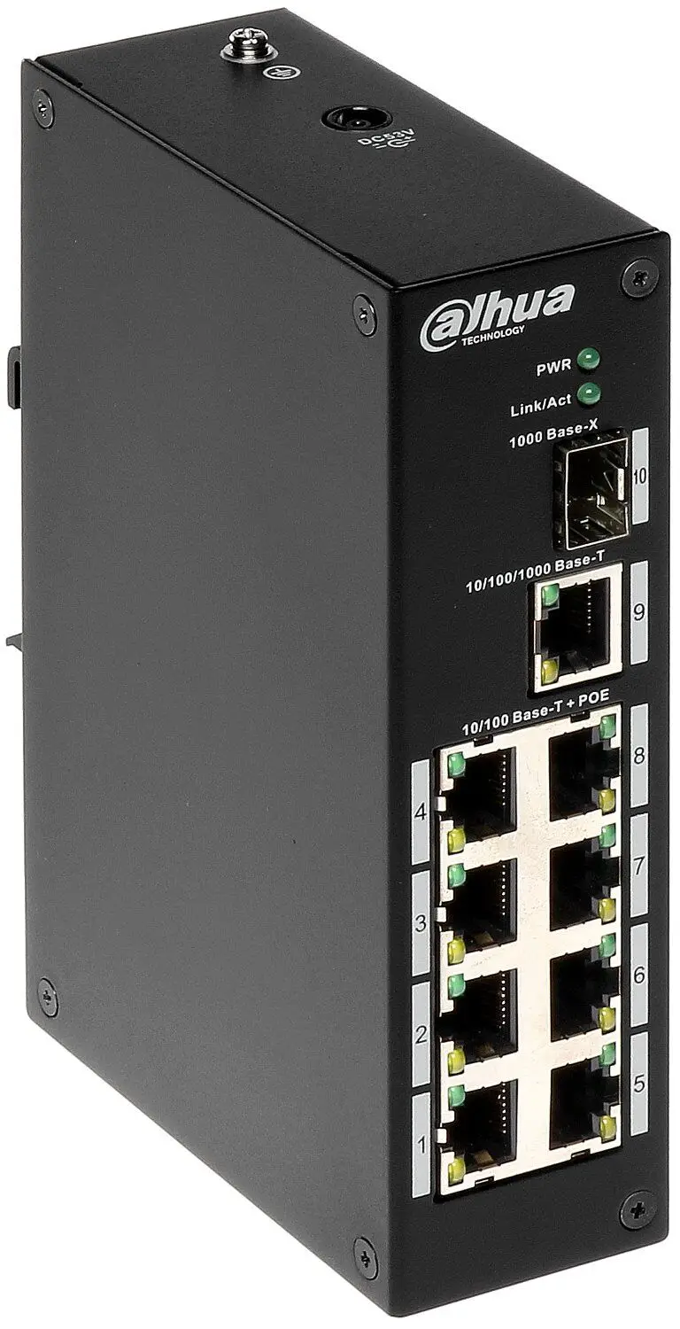 Dahua DH PFS3110 8P 96 неуправляемый двухслойный Промышленный Коммутатор PoE поддерживает