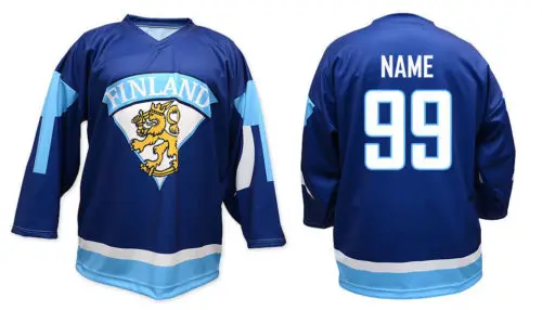 

Team Finland white bule Retro throwback MEN'S Hockey Jersey Embroidery Stitched Customize any number and name