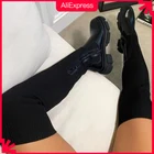 Женские сапоги выше колена 2021, женские зимние высокие сапоги, вязаные женские сапоги стрейч, сапоги на платформе, женские высокие сапоги-носки