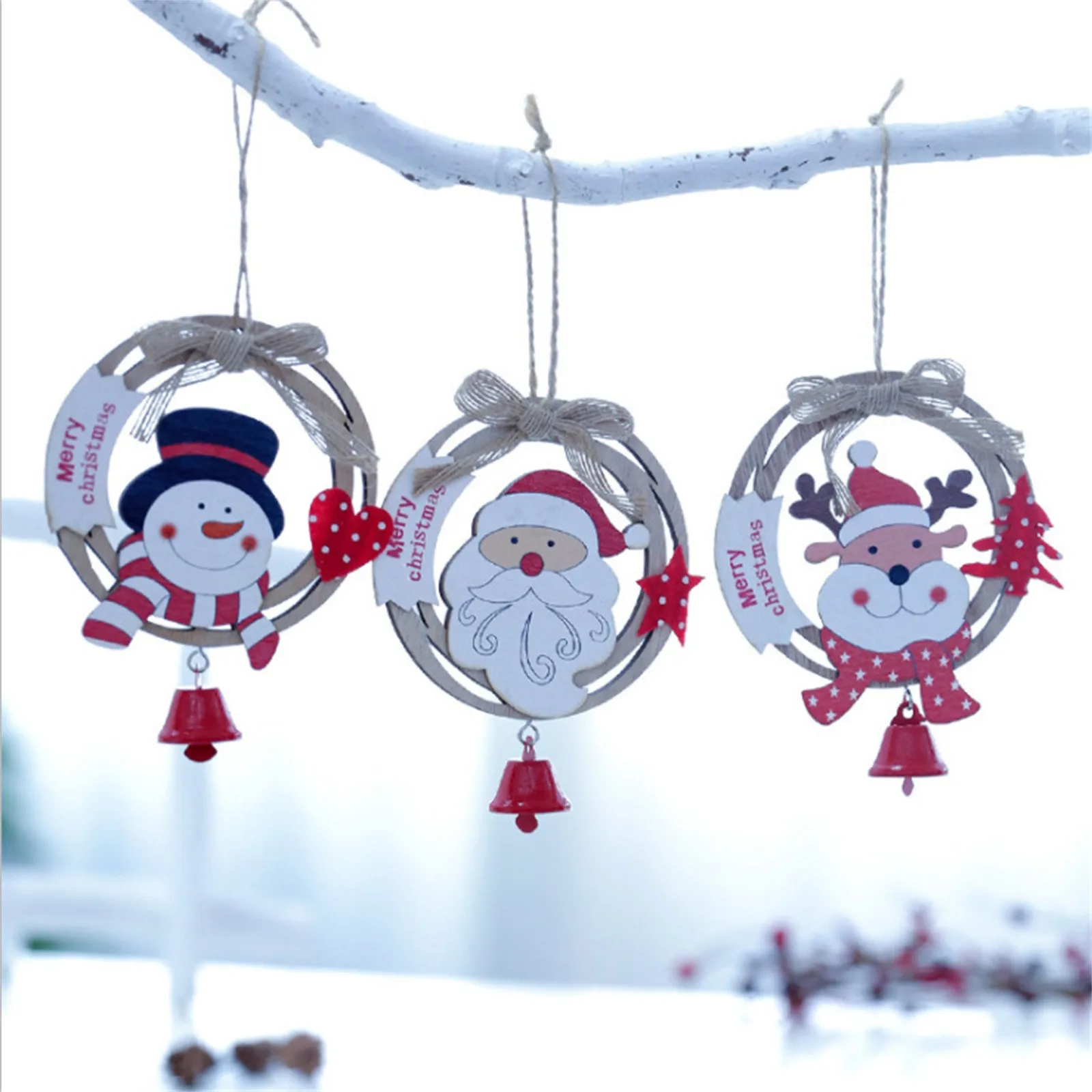 

Christmas Hollow Wooden Painted Old Man Snowman Pendant Christmas Tree Decor Small Pendant Christmas Decoration for Home Navidad