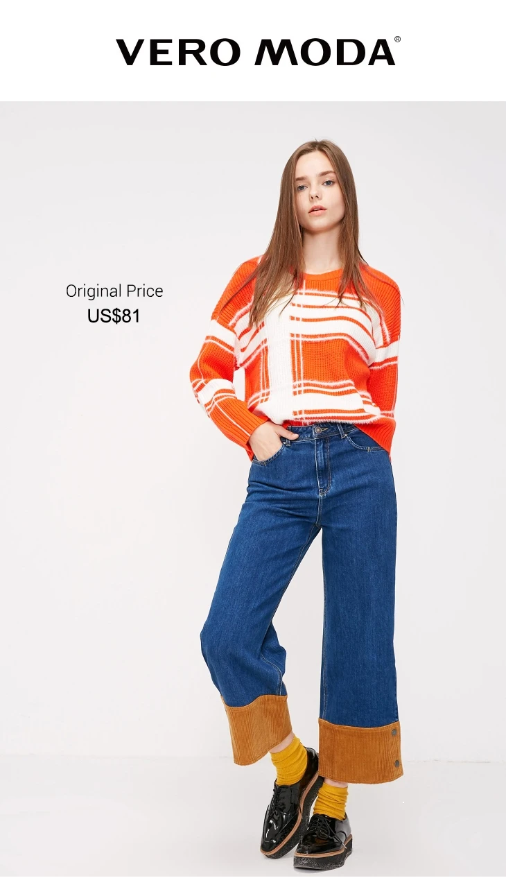 Vero Moda женский свитер в полоску с круглым воротником на осень и зиму | 318413593